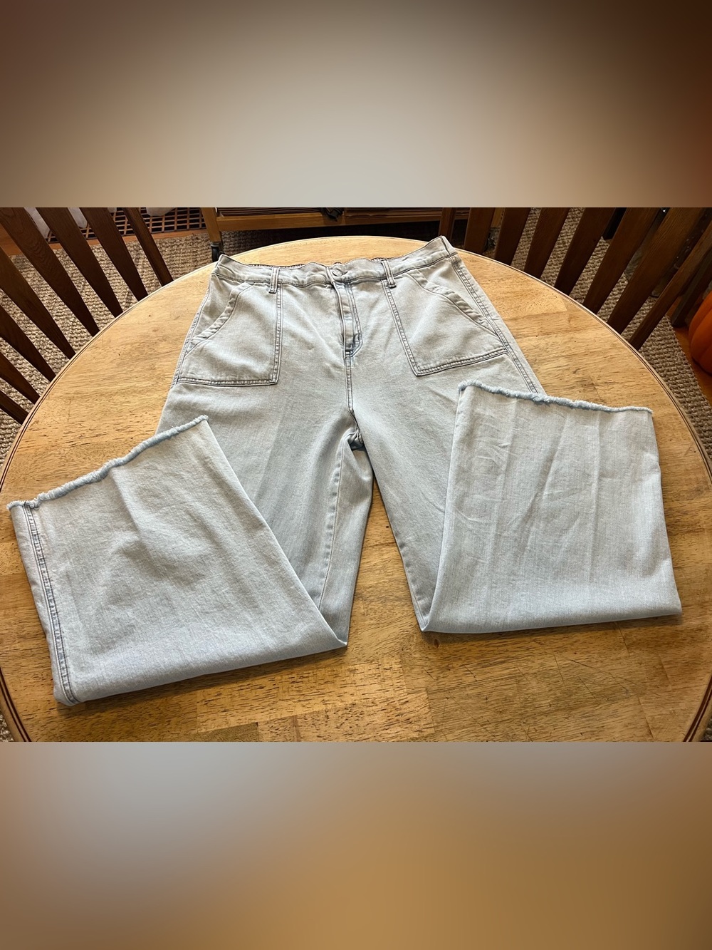 Vanilla Star Light Wash Relaxed Jeans Raw Hem